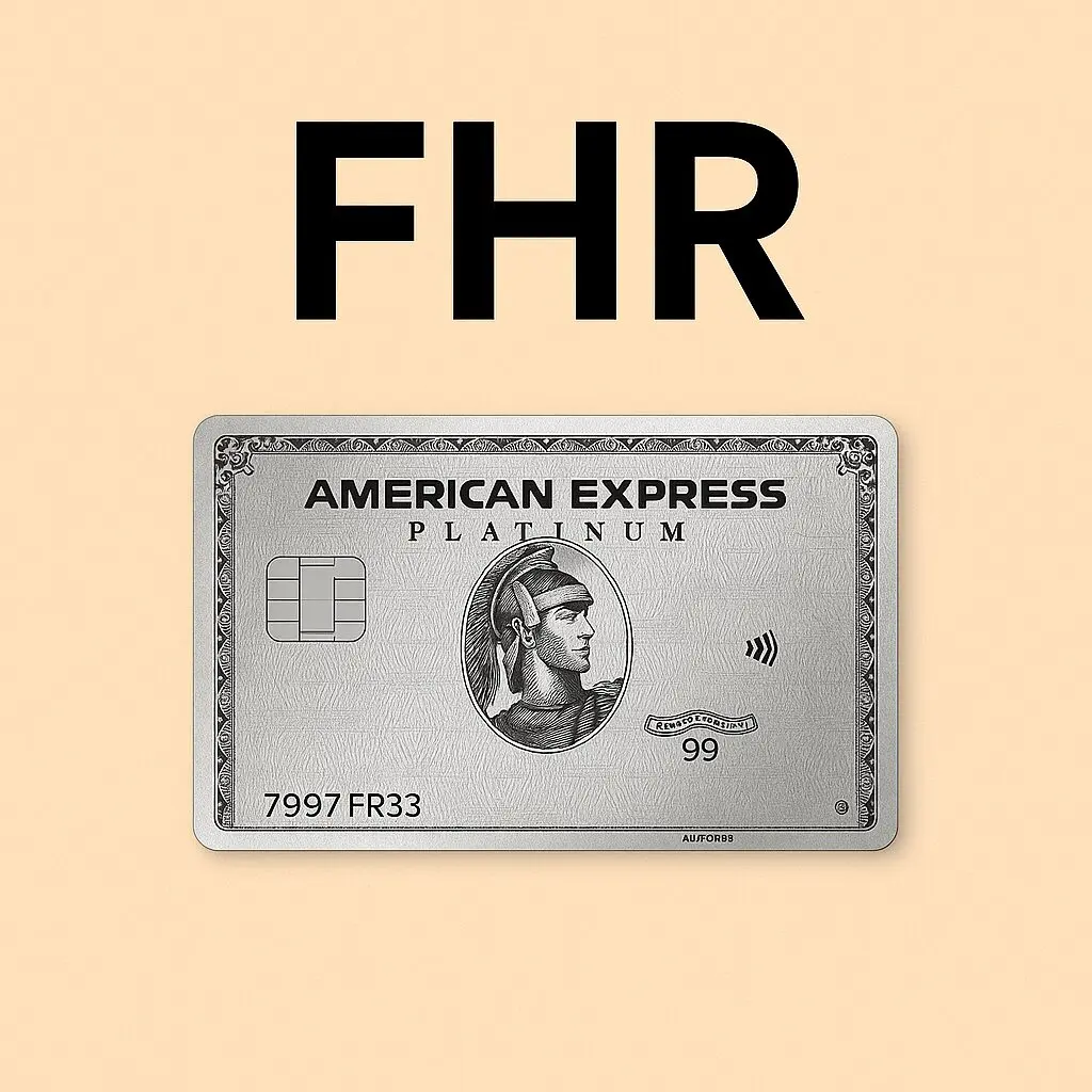 AMEXプラチナカードと「FHR」のテキスト