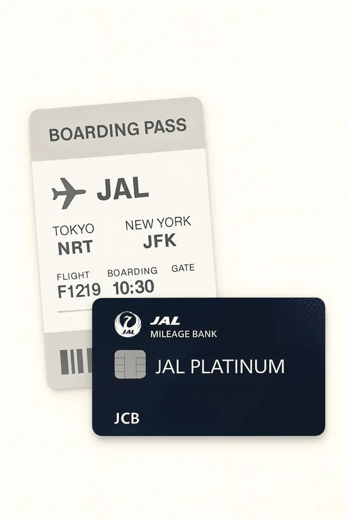 JAL JCBプラチナカードと搭乗券のイメージ